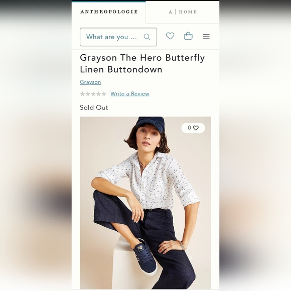 Anthropologie Grayson The Hero 100% Linen Butterfly Print White Button Up 3 or M - Picture 10 of 16